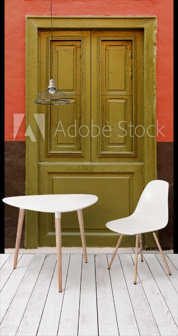 Picture of Traditional oil green exterior door frame